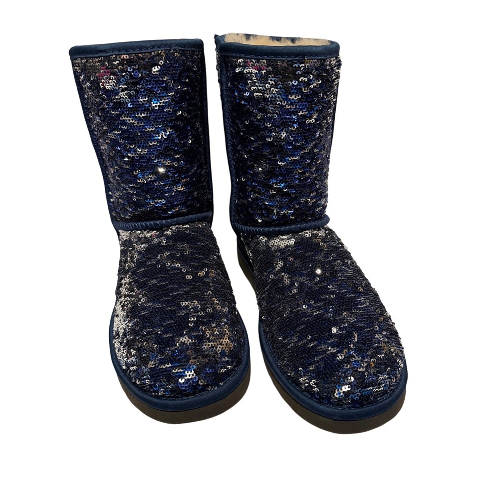 UGG Australia‎ Classic Short Sparkle Navy Blue Sequin Boots 1002765 Womens 6